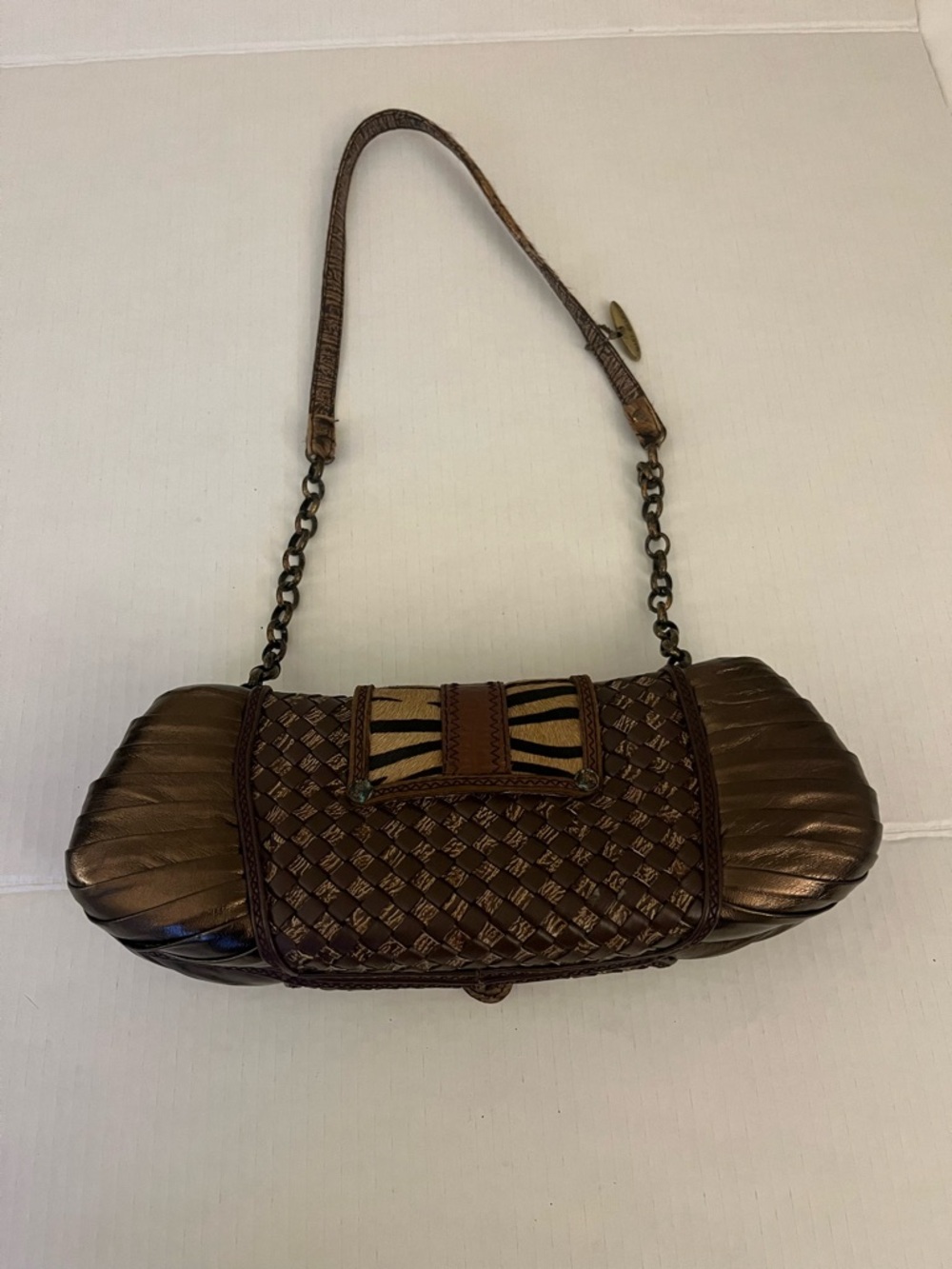 Vintage Mary Frances Brown Embellished Shoulder Bag with Stone Accents - Picture 2 of 11